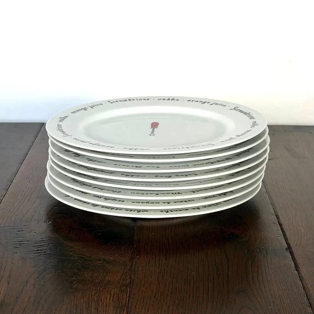 Vintage Pottery Barn Bar Lingo Cocktail Plates Set of 8 Appetizer Plates